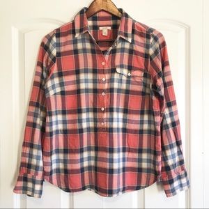 J.Crew || Plaid Button Up Tunic